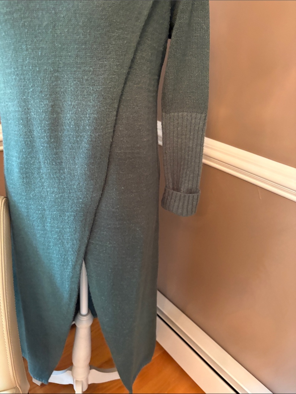 Turtleneck Longline Sweater Long - Teal - Picture 4 of 10